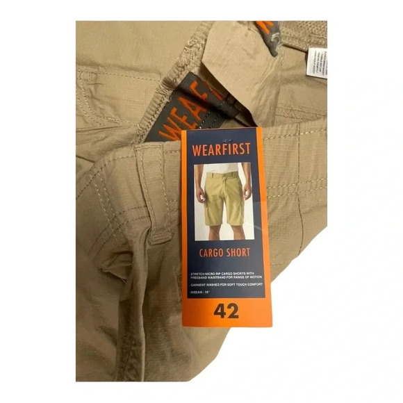 Wearfirst Cargo Shorts 10” inseam Khaki Size 42 New - Picture 6 of 6